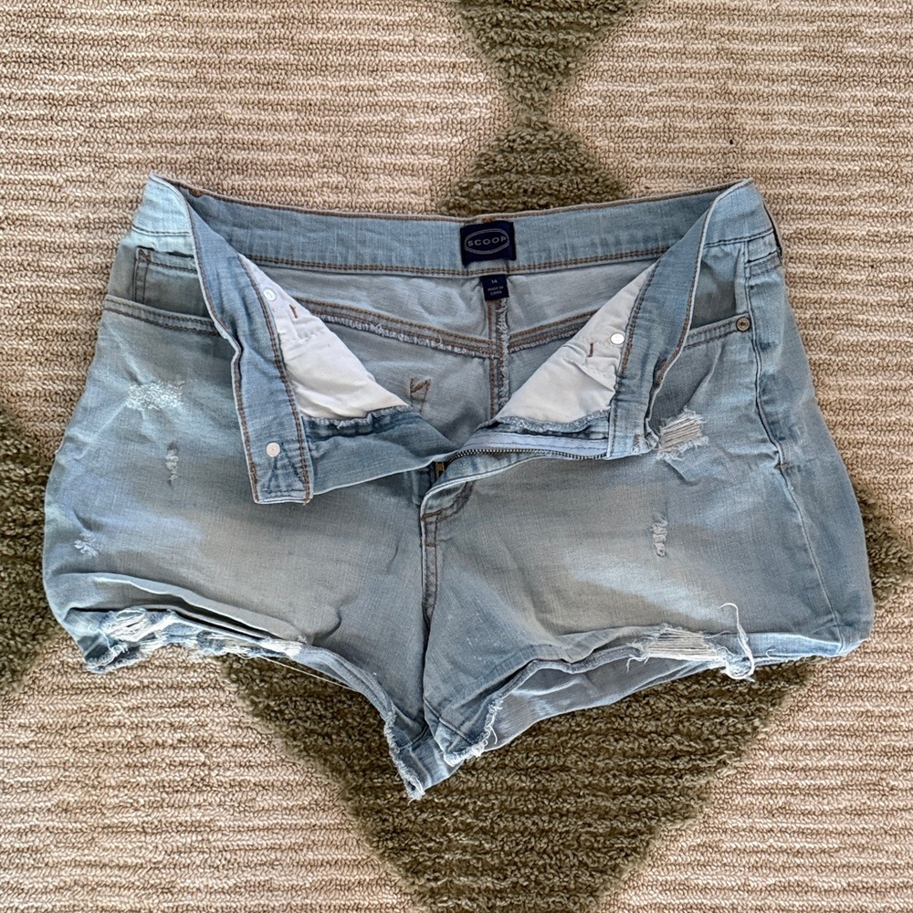 Scoop NYC Light Blue Distressed Denim Cutoff Shorts